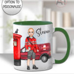 personalised postman postie in red mug gift