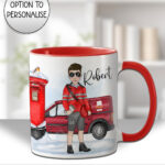 personalised postman postie in red mug gift