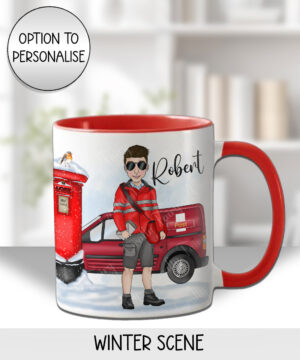 personalised postman postie in red mug gift