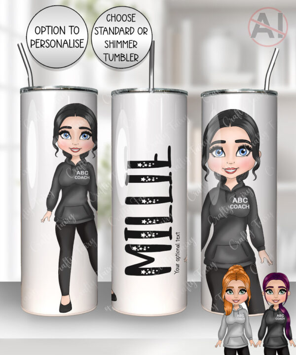 personalised gymnastics & cheer coach lady straight 600ml tumbler