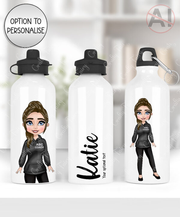 personalised gymnastics & cheer coach lady straight water bottle