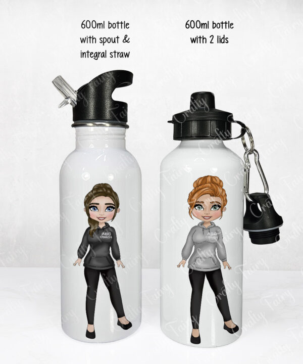 personalised gymnastics & cheer coach lady straight water bottle