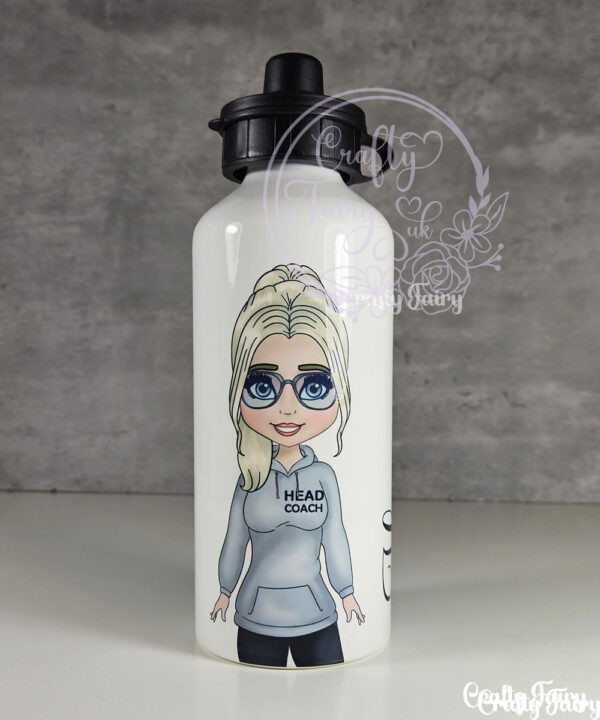 personalised gymnastics & cheer coach lady straight water bottle