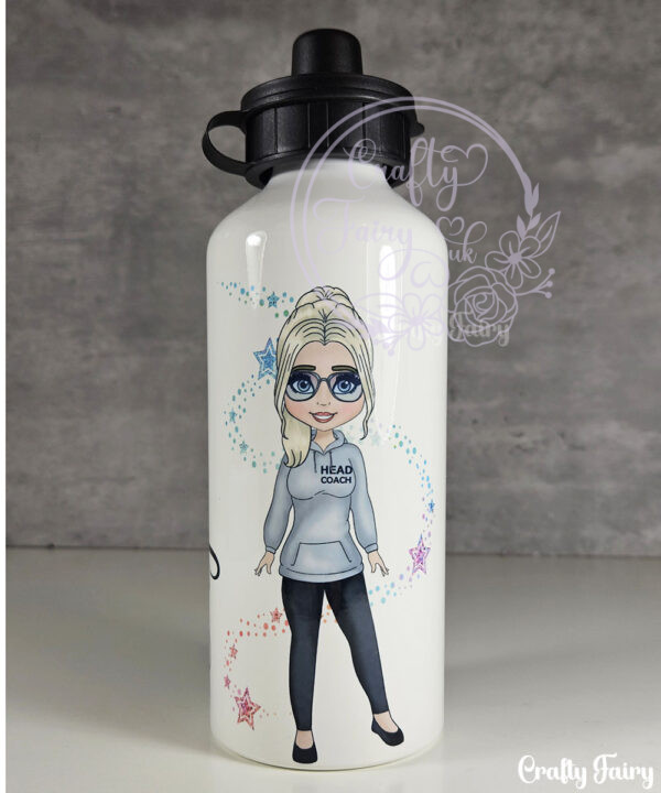personalised gymnastics & cheer coach lady straight water bottle