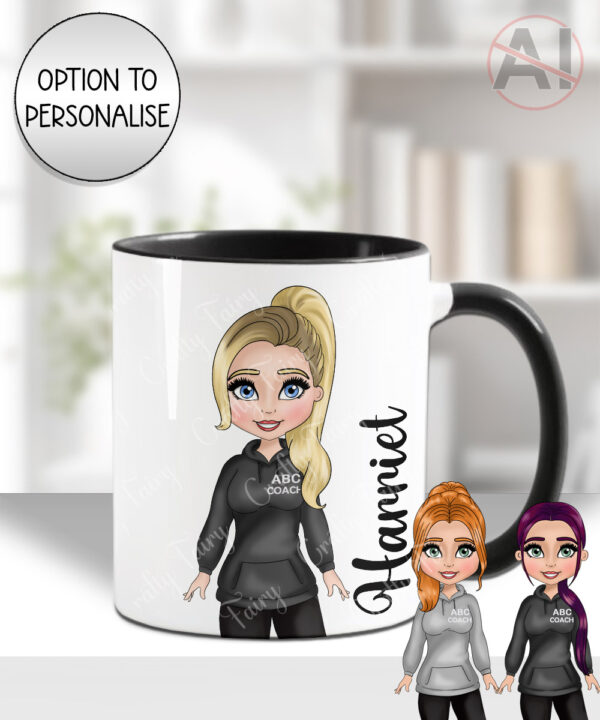 personalised gymnastics & cheer coach lady mug gift