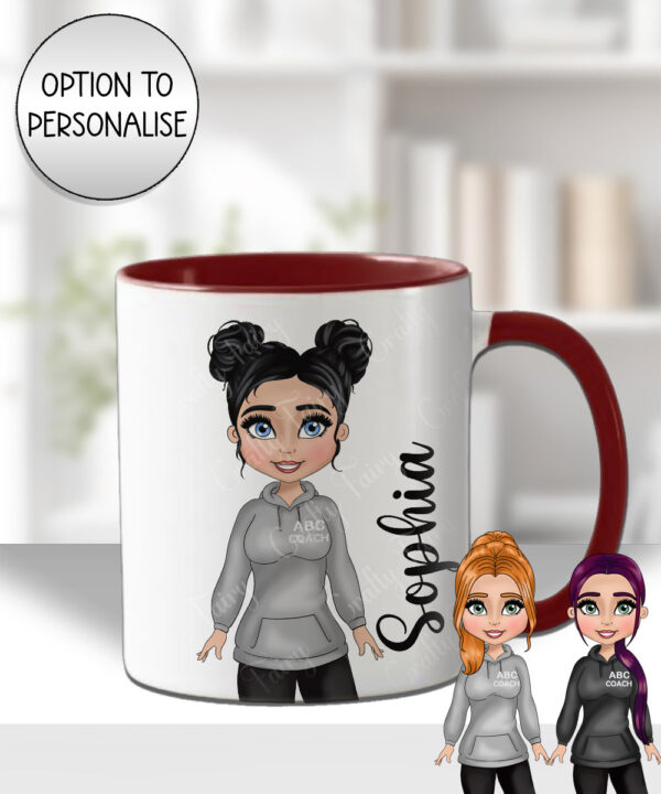 personalised gymnastics & cheer coach lady mug gift