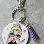personalised gymnastics & cheer coach lady keyring / bag tag