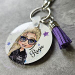 personalised gymnastics & cheer coach lady keyring / bag tag