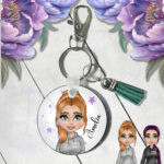 personalised gymnastics & cheer coach lady keyring / bag tag
