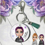 personalised gymnastics & cheer coach lady keyring / bag tag