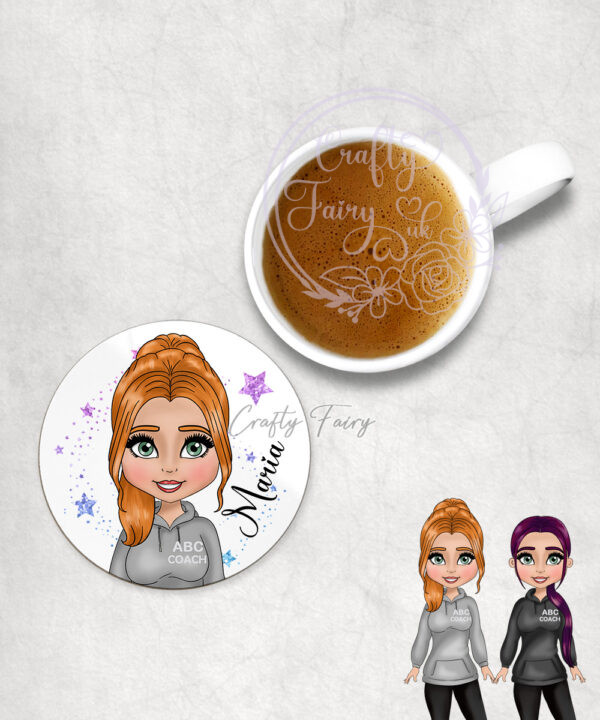 personalised gymnastics & cheer coach lady coach coaster gift