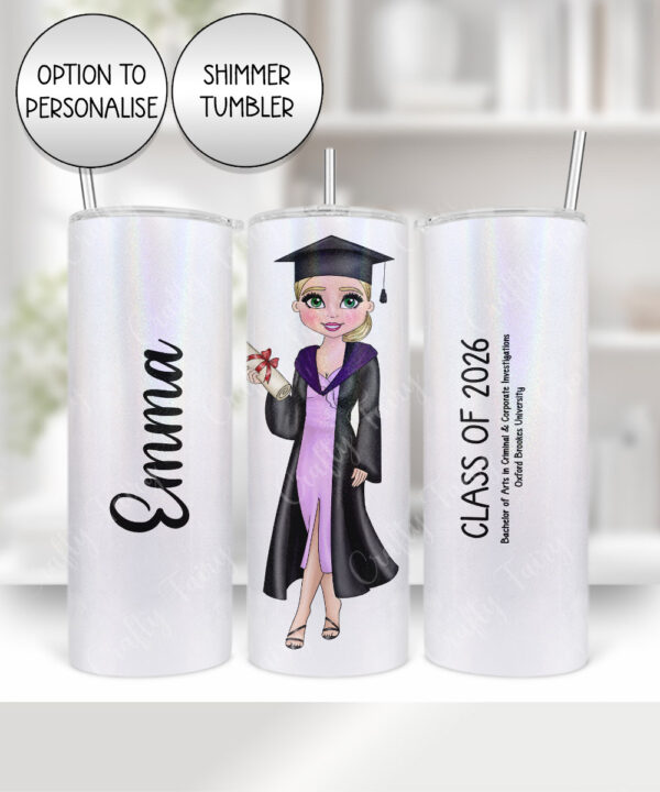 personalised university or college graduation girl tumbler