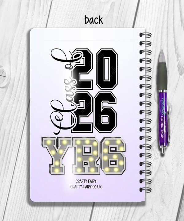 personalised class of 2026 gold balloons school leaver girl a5 notebook v6