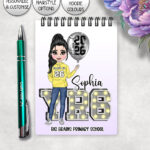 personalised class of 2026 gold balloons school leaver girl a6 notebook