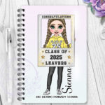 personalised class of 2025 school leaver girl selfie frame a5 notebook