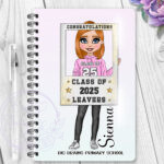 personalised class of 2025 school leaver girl selfie frame a5 notebook