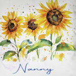 personalised watercolour sunflowers white velvet cushion