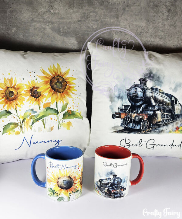 personalised watercolour sunflowers white velvet cushion