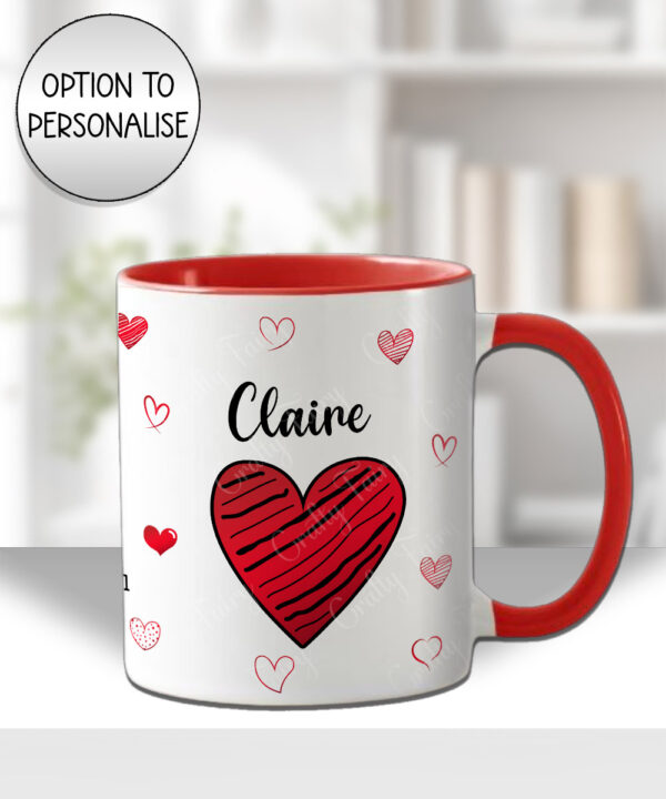 personalised large red heart valentine's day mug gift