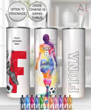 personalised watercolour football girl straight 20oz tumbler