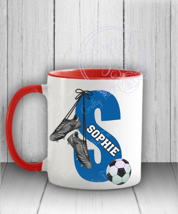 personalised watercolour football girl mug gift