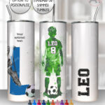 personalised watercolour football boy straight 20oz tumbler