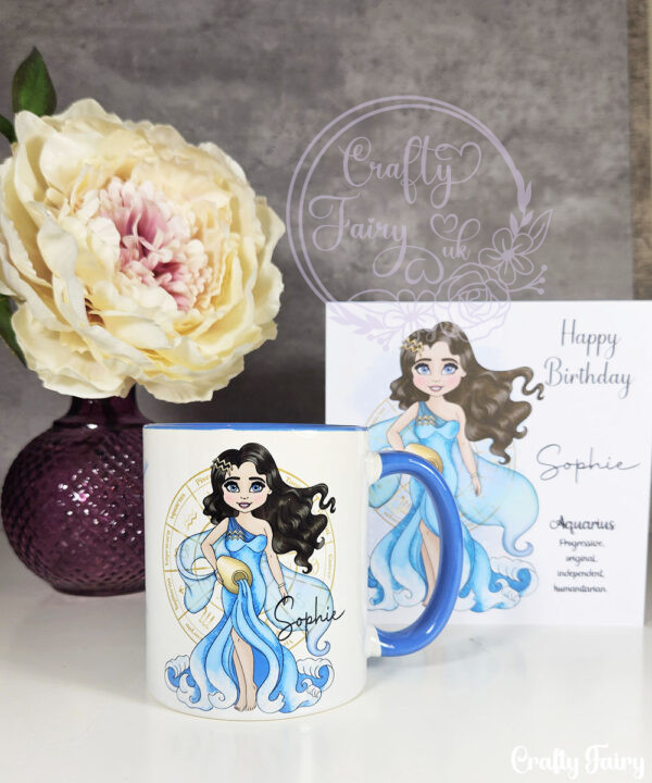 zodiac sign aquarius lady personalised mug gift