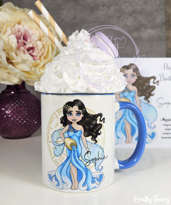 zodiac sign aquarius lady personalised mug gift
