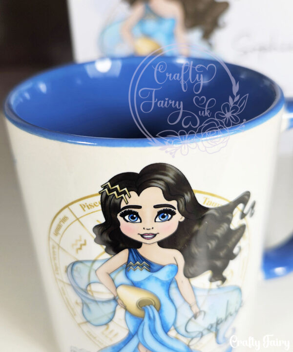zodiac sign aquarius lady personalised mug gift