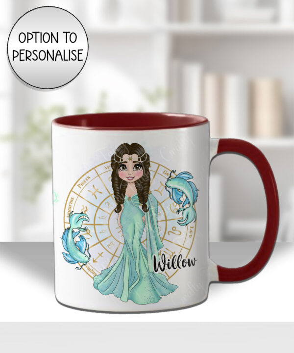 zodiac sign pisces lady personalised mug gift