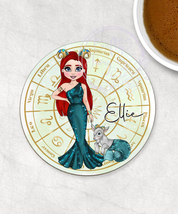 zodiac sign capricorn lady personalised drink's coaster gift