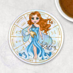zodiac sign aquarius lady personalised drink's coaster gift
