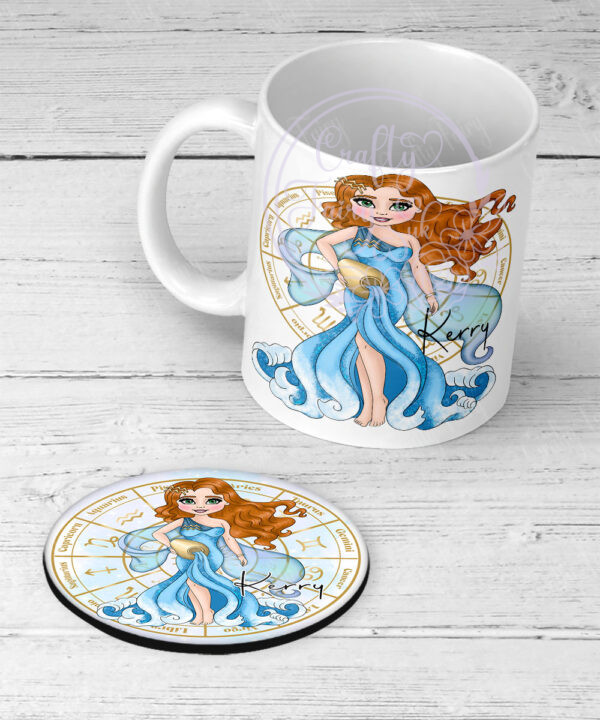 zodiac sign aquarius lady personalised mug gift