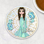 zodiac sign pisces lady personalised drink's coaster