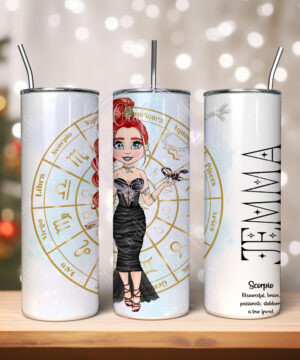 zodiac sign scorpio lady personalised 600ml straight tumbler