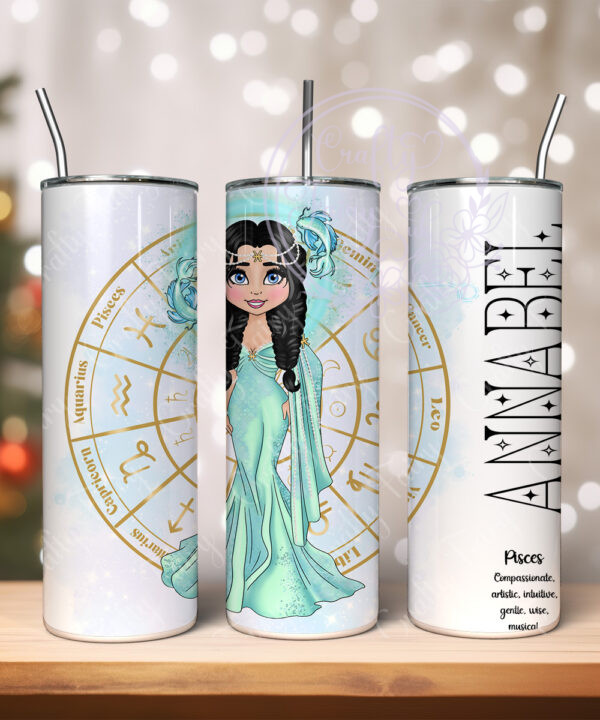 zodiac sign pisces lady personalised 600ml straight tumbler