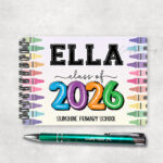 personalised class of 2026 school leaver crayons a6 blank notebook