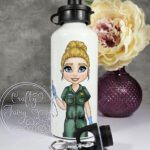 personalised female paramedic & ambulance straight water bottle