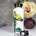personalised female paramedic & ambulance straight water bottle