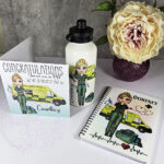 personalised female paramedic & ambulance straight water bottle