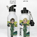 personalised female paramedic & ambulance straight water bottle