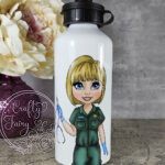 personalised female paramedic & ambulance straight water bottle