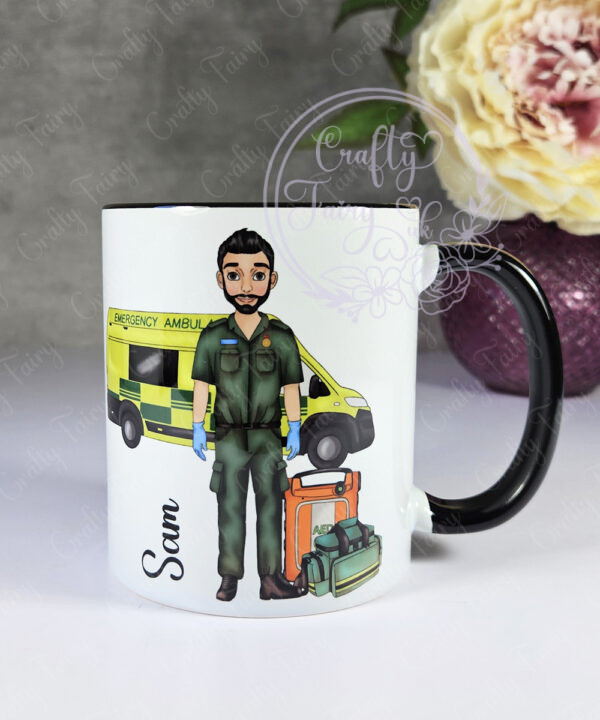 personalised male paramedic & ambulance mug gift