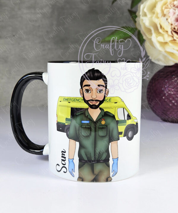 personalised male paramedic & ambulance mug gift