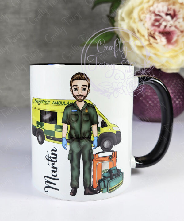 personalised male paramedic & ambulance mug gift
