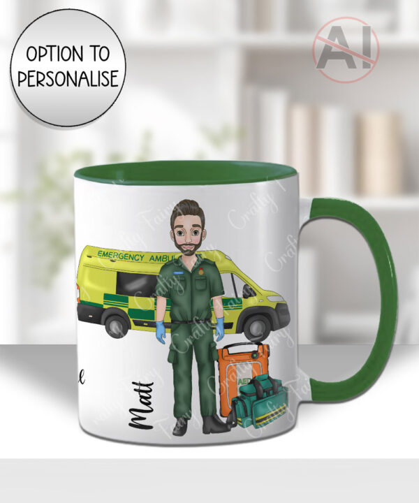 personalised male paramedic & ambulance mug gift