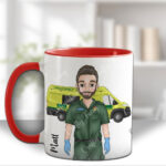 personalised male paramedic & ambulance mug gift