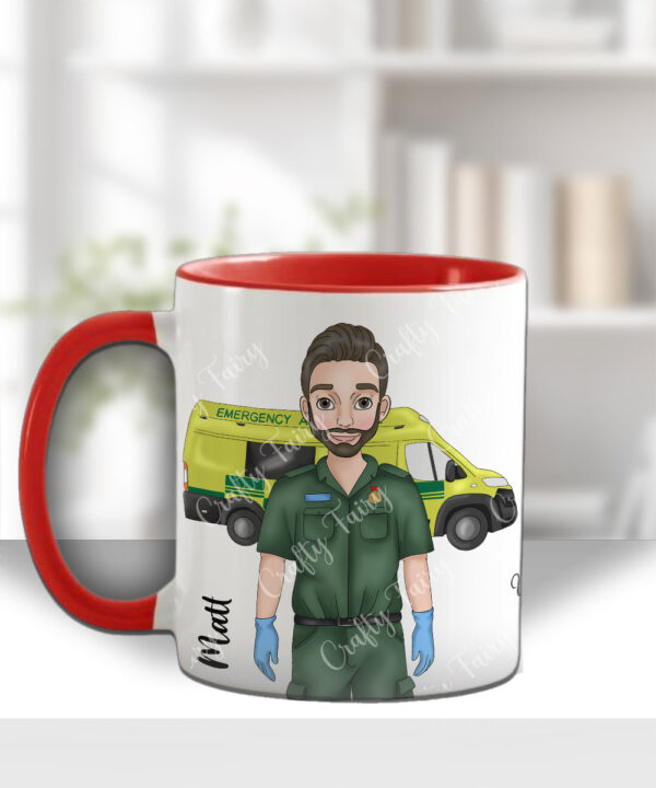 personalised male paramedic & ambulance mug gift
