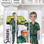 personalised male paramedic & ambulance straight 20oz tumbler