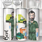 personalised male paramedic & ambulance straight 20oz tumbler